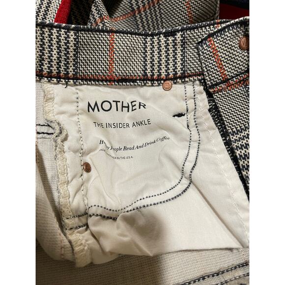 Mother Denim The Insider Ankle Plaid Orange/Black Flare Pants 28" Inseam Size 24 - Picture 13 of 15